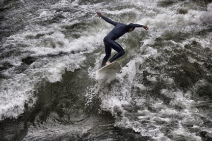 Surf's up on the Eisbach of Munich.