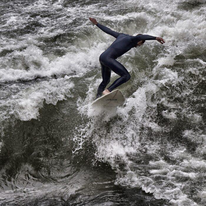Surf's up on the Eisbach of Munich.